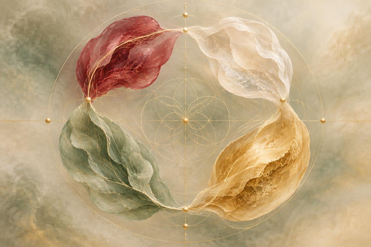 Four interconnected organic energies in a balanced circle